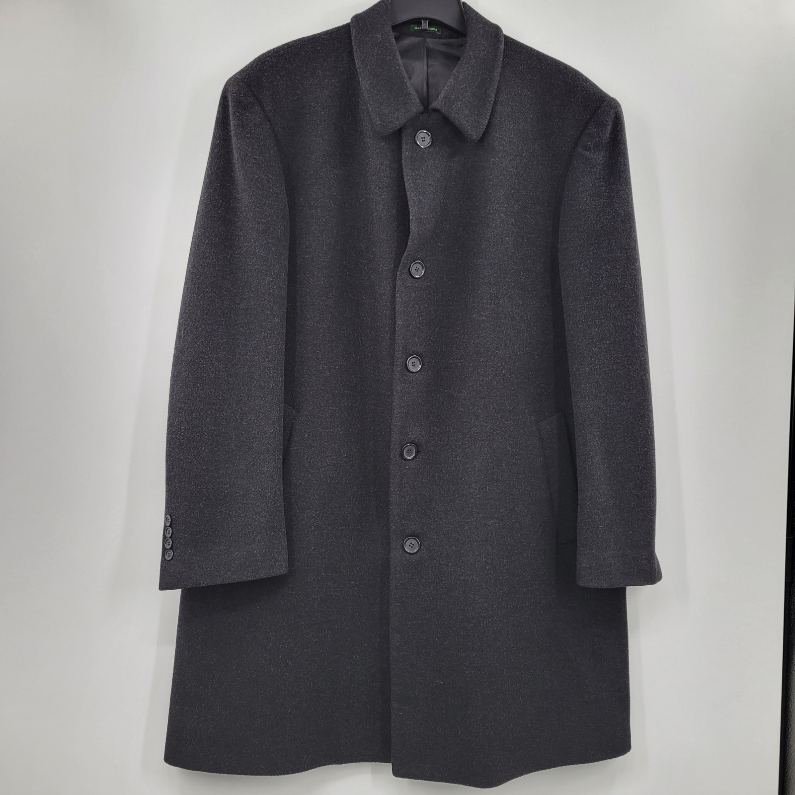 Lauren Ralph Lauren Black Trench Coat Jacket 80% Wool Size 46l